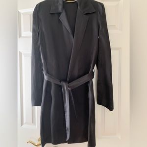 Vintage Donna Karan Signature 100% Silk Duster Coat with Tie Belt